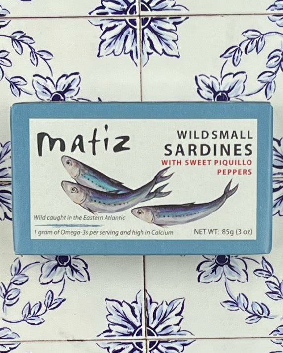Matiz Wild Small Sardines with Sweet Piquillo Peppers 3 oz Tin